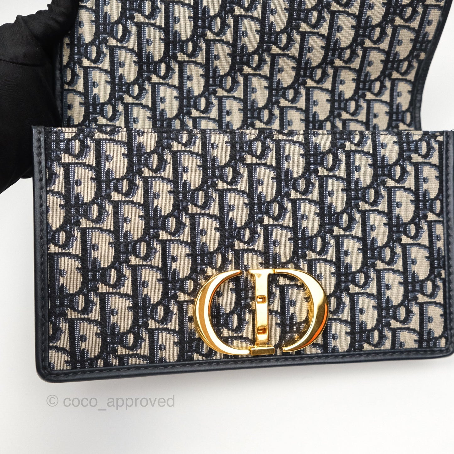 Christian Dior 30 Montaigne with Chain Blue Dior Oblique Jacquard