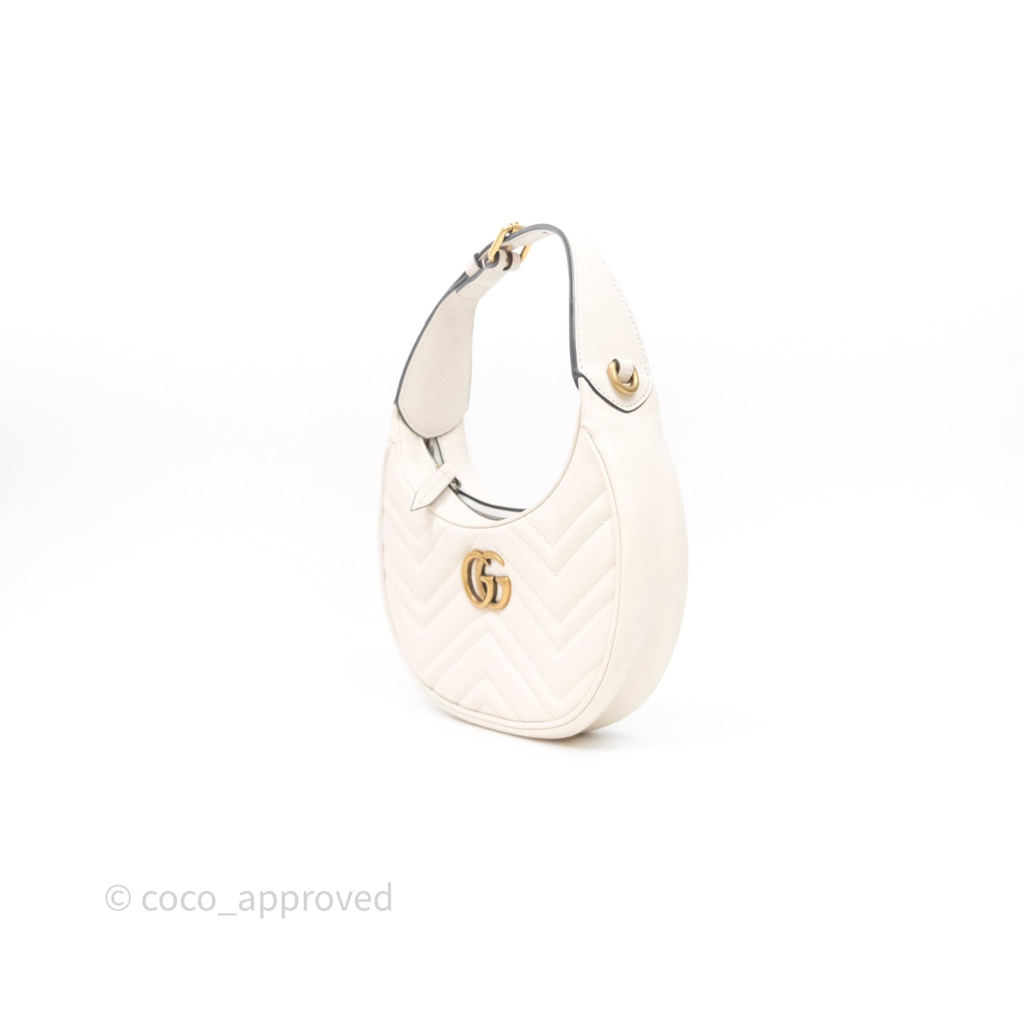 Gucci GG Marmont Half Moon-shaped Hobo Bag White