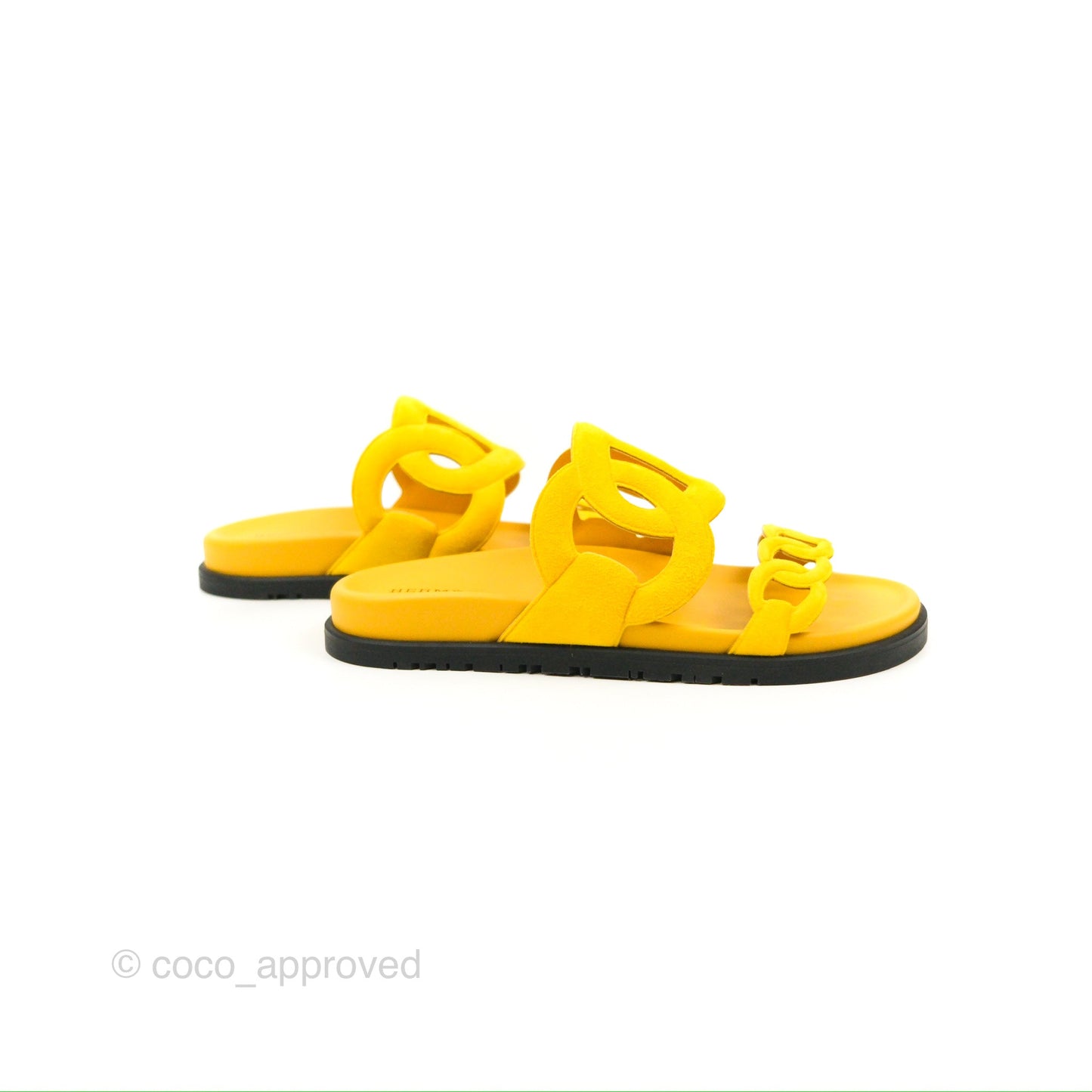 Hermes Extra Sandal Jaune Sable Suede Goatskin Size 37