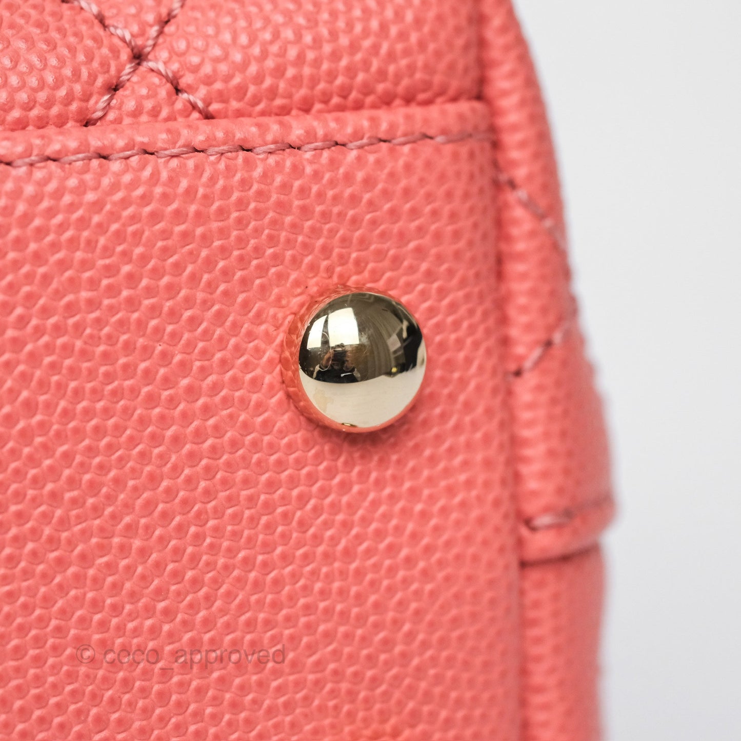 Chanel Mini Coco Handle Quilted Pink Caviar Gold Hardware