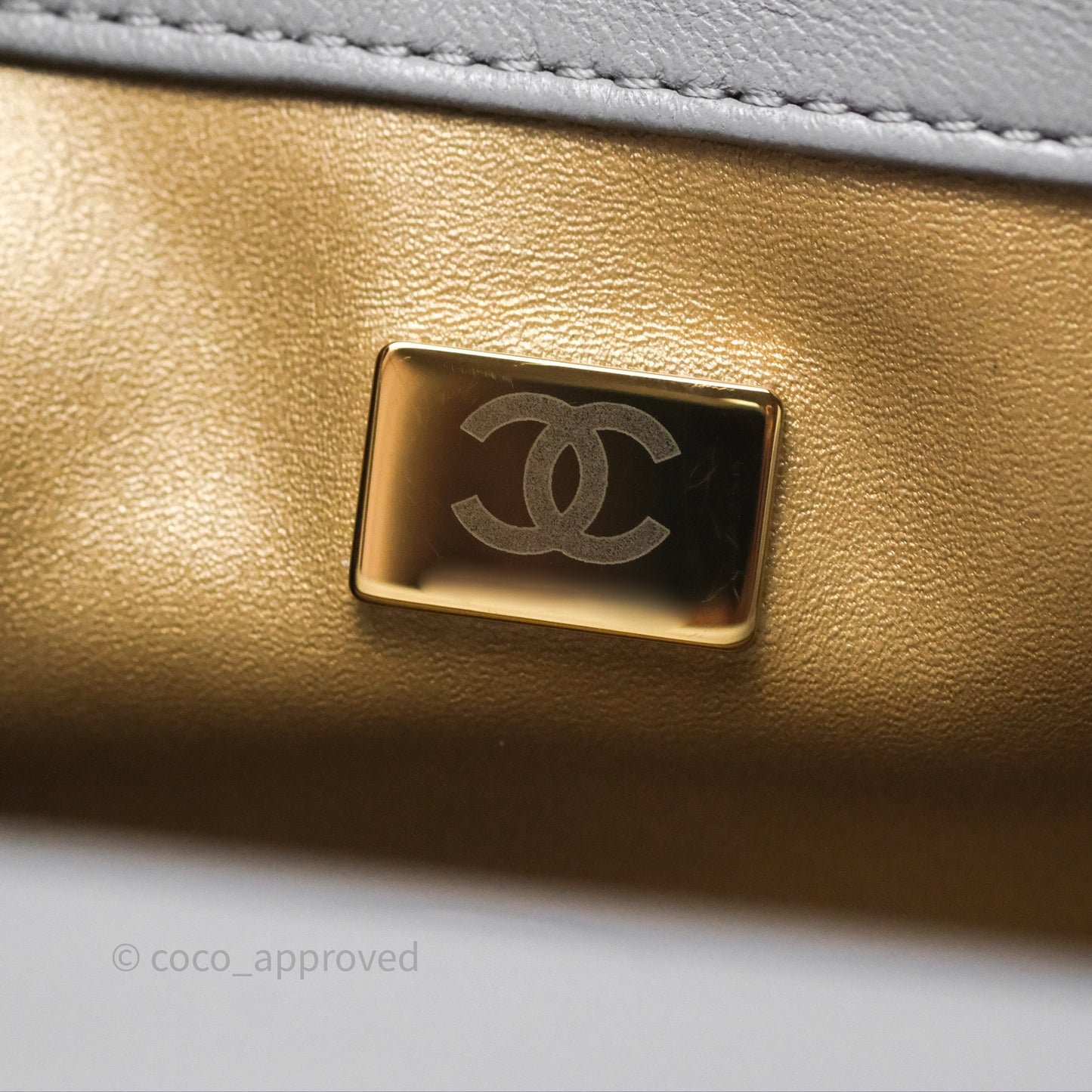 Chanel Pearl Crush Mini Rectangular Quilted Grey Lambskin Aged Gold Hardware