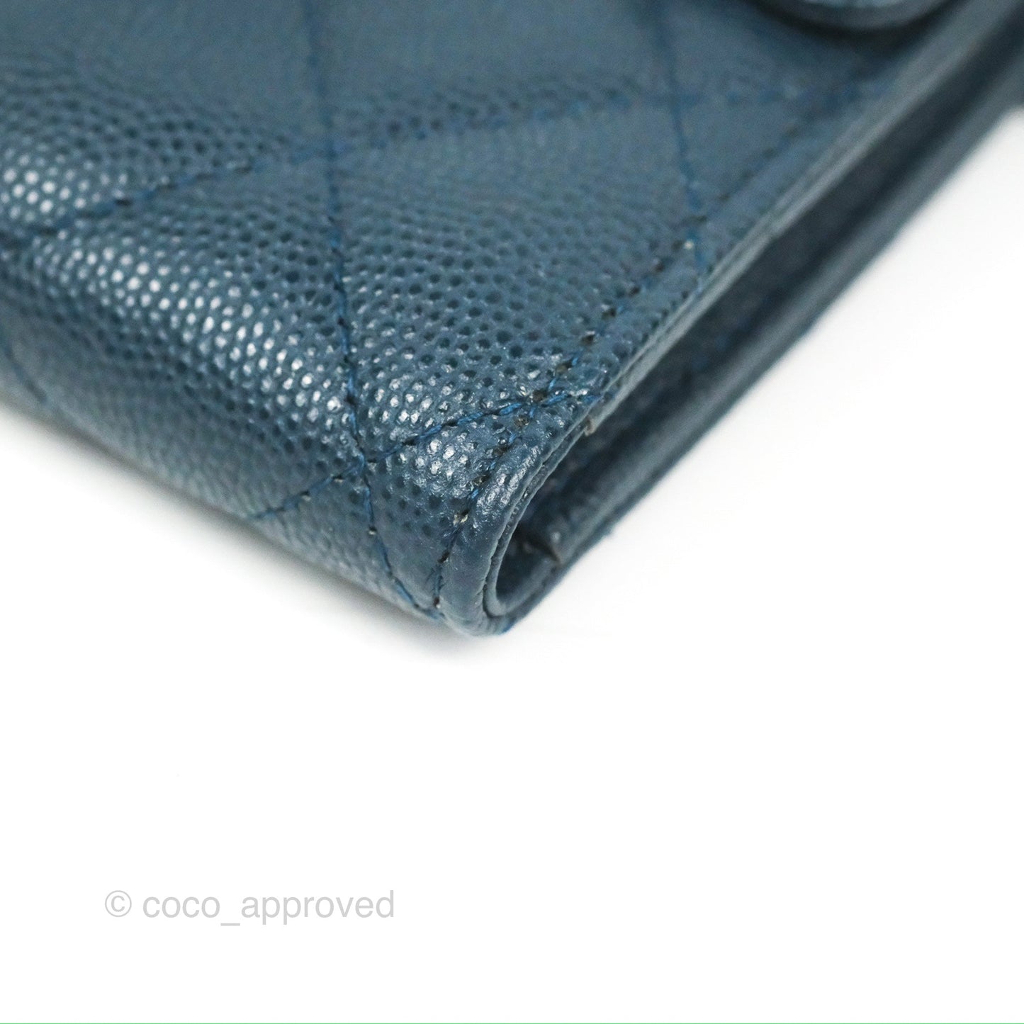 Chanel Classic Short Flap Wallet Blue Caviar Gold Hardware