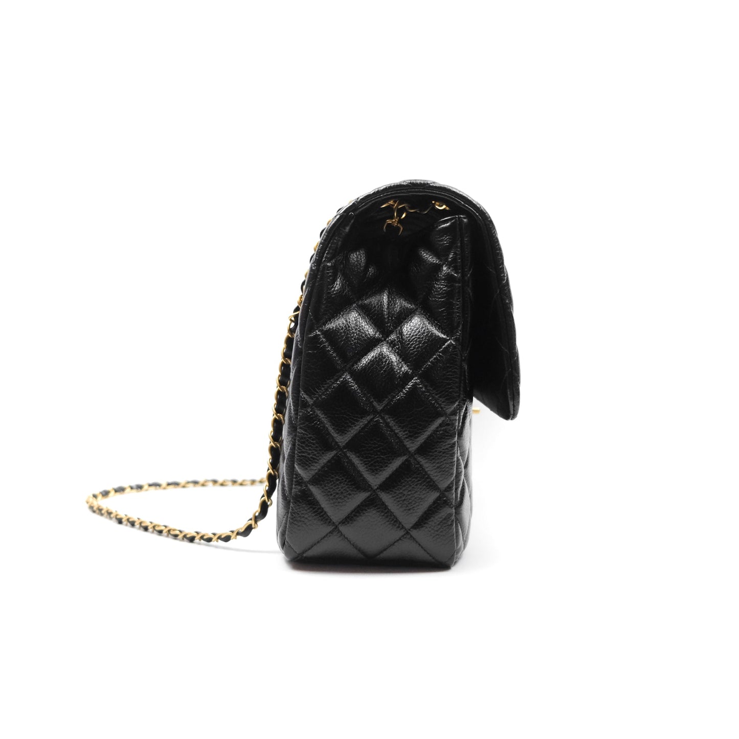 Chanel Quilted XXL Classic Flap Travel Bag Black Caviar Aged Gold Hardware 24C