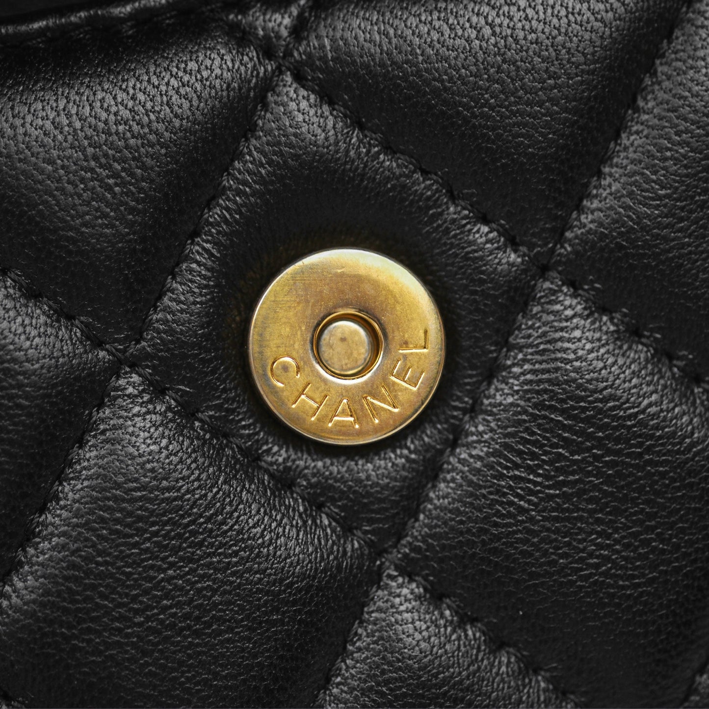 Chanel Mini Clutch With Chain Camellia Adjustable Black Lambskin Aged Gold Hardware