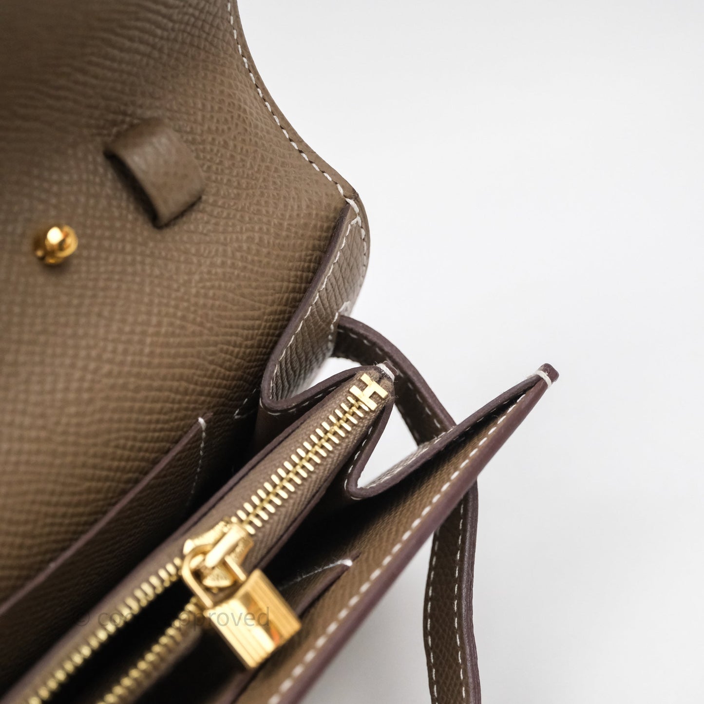Hermès Kelly To Go Wallet Etoupe 18 Epsom Gold Hardware