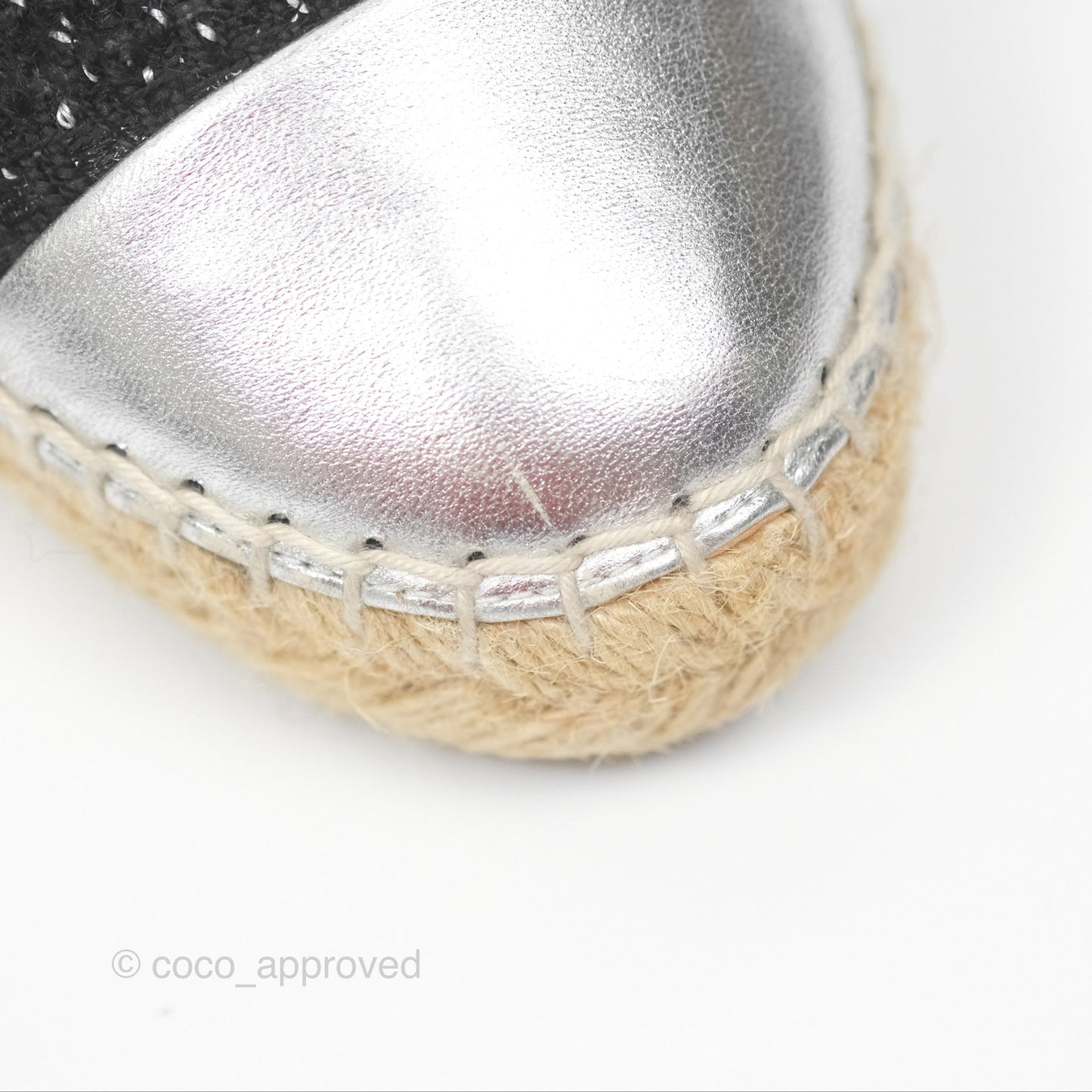 Chanel Espadrille Black Silver Tweed Size 37