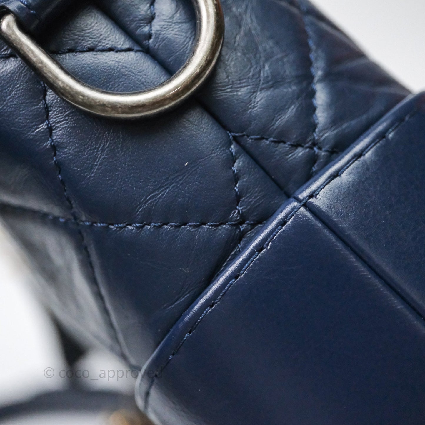 Chanel Quilted Small Gabrielle Hobo Navy Aged Calfskin Mixed Hardware