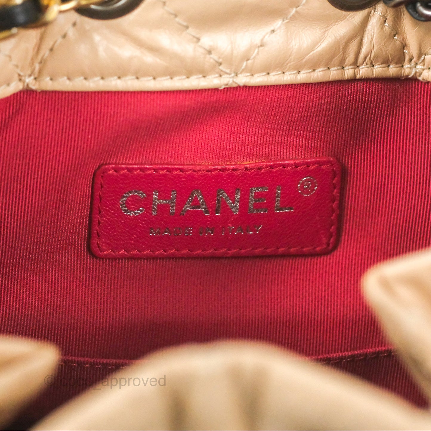 Chanel Small Gabrielle Backpack Beige Black Aged Calfskin