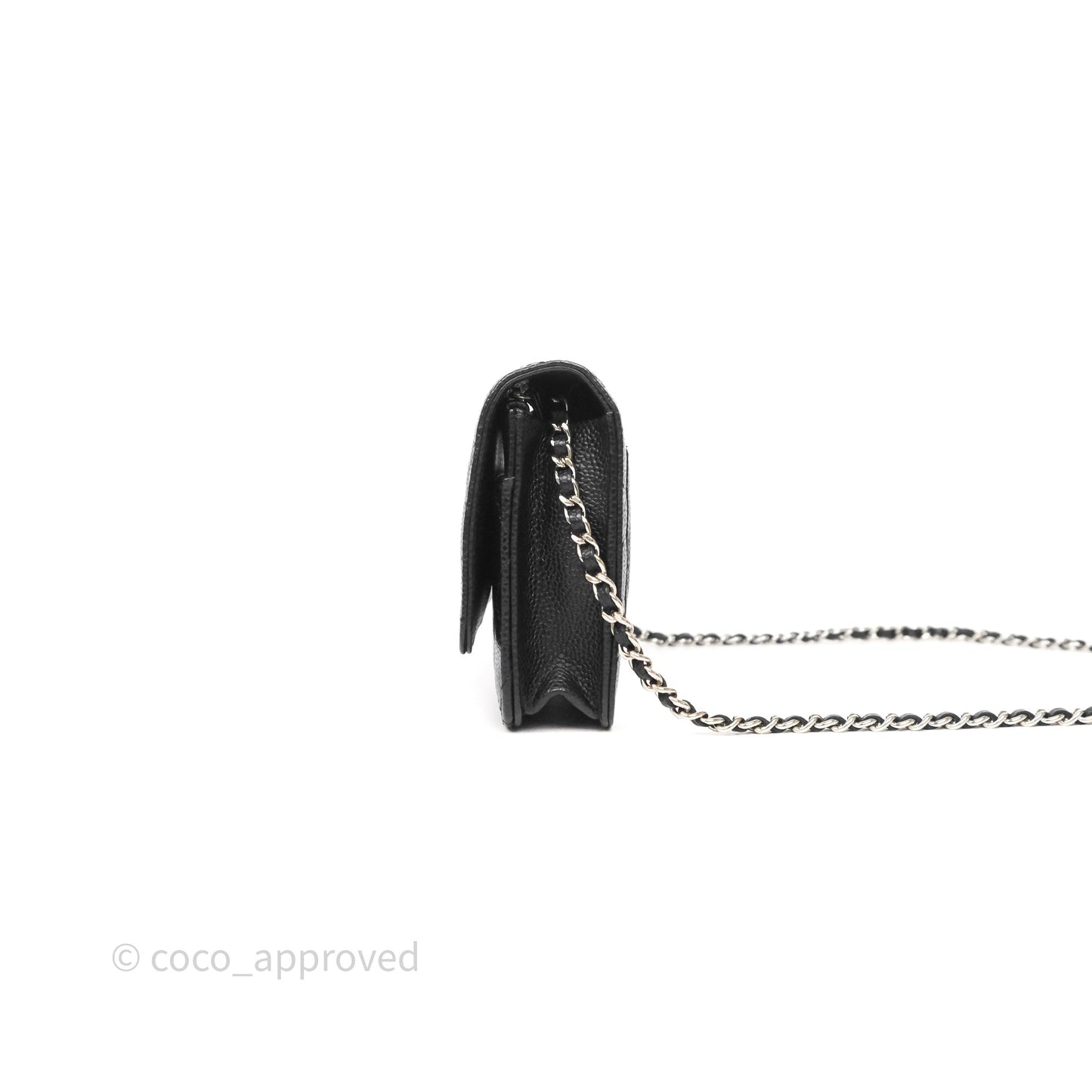 Chanel Classic Wallet On Chain WOC Quilted Black Caviar Silver Hardware