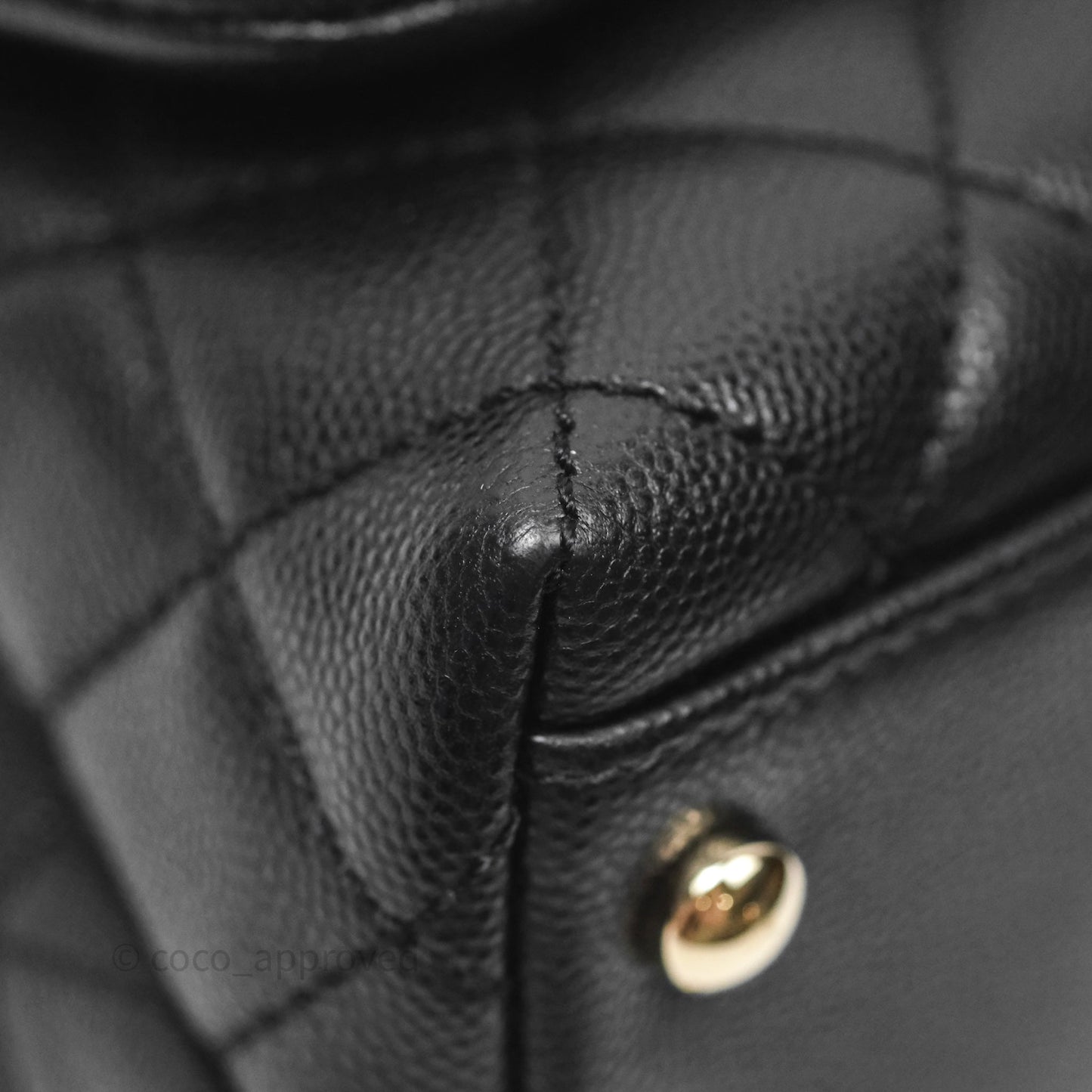 Chanel Mini Coco Handle Quilted Black Caviar Gold Hardware