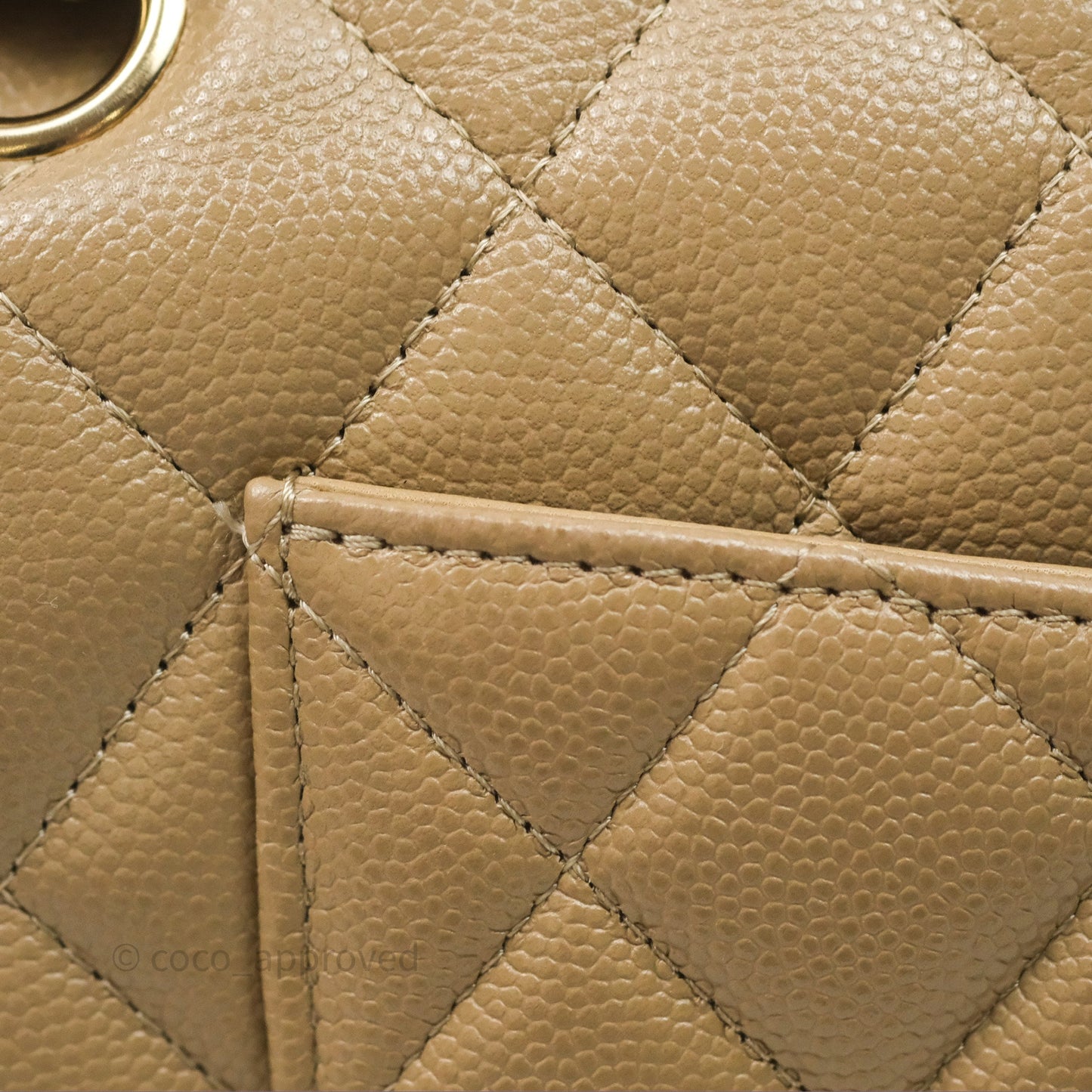 Chanel Classic M/L Medium Flap Quilted Dark Beige Caviar Gold Hardware