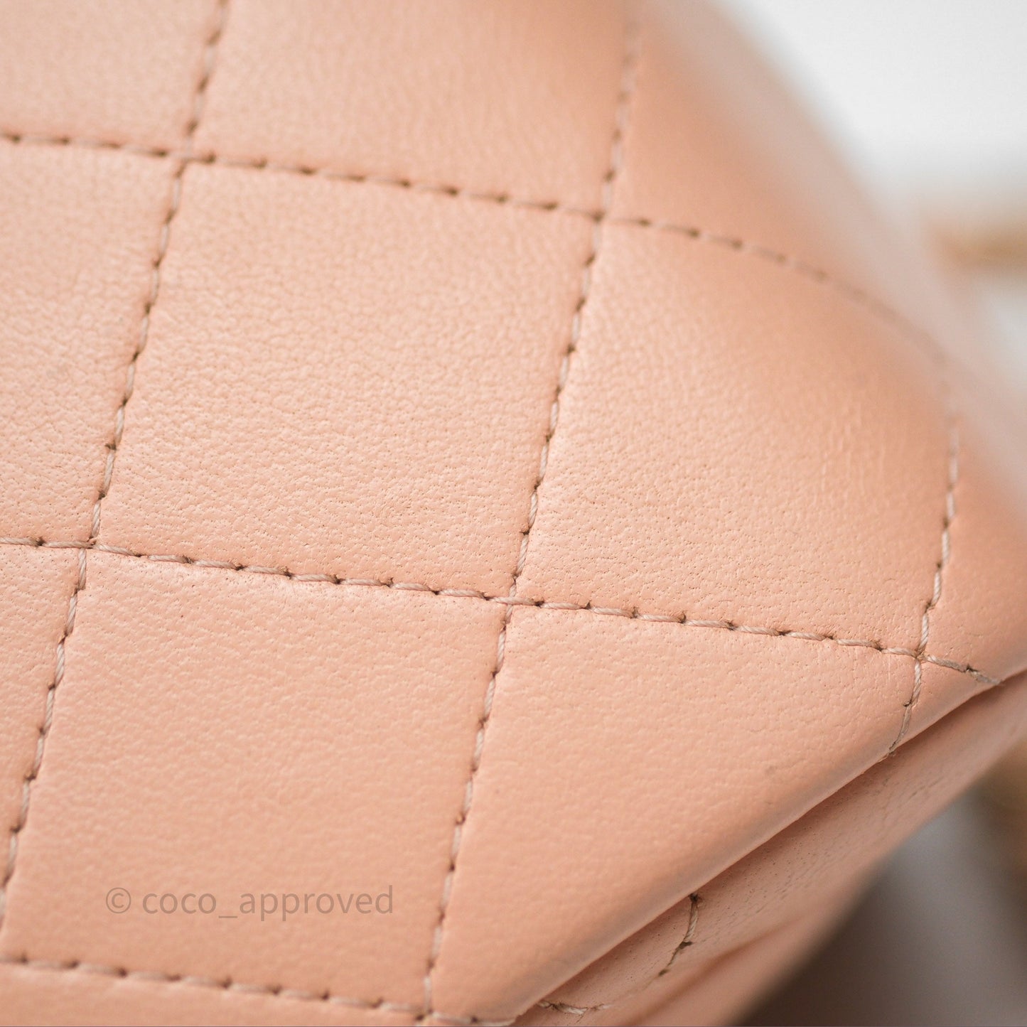 Chanel Mini Square Flap Quilted Beige Pink Lambskin Gold Hardware
