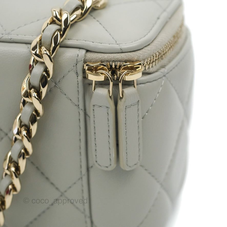Chanel Vanity with Resin Chain Grey Lambskin Gold Hardware