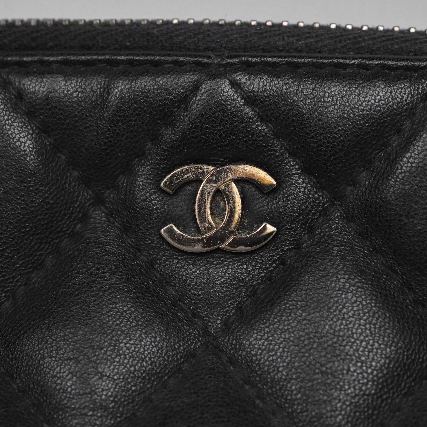 Chanel Cosmetic Case Black Calfskin Silver Hardware
