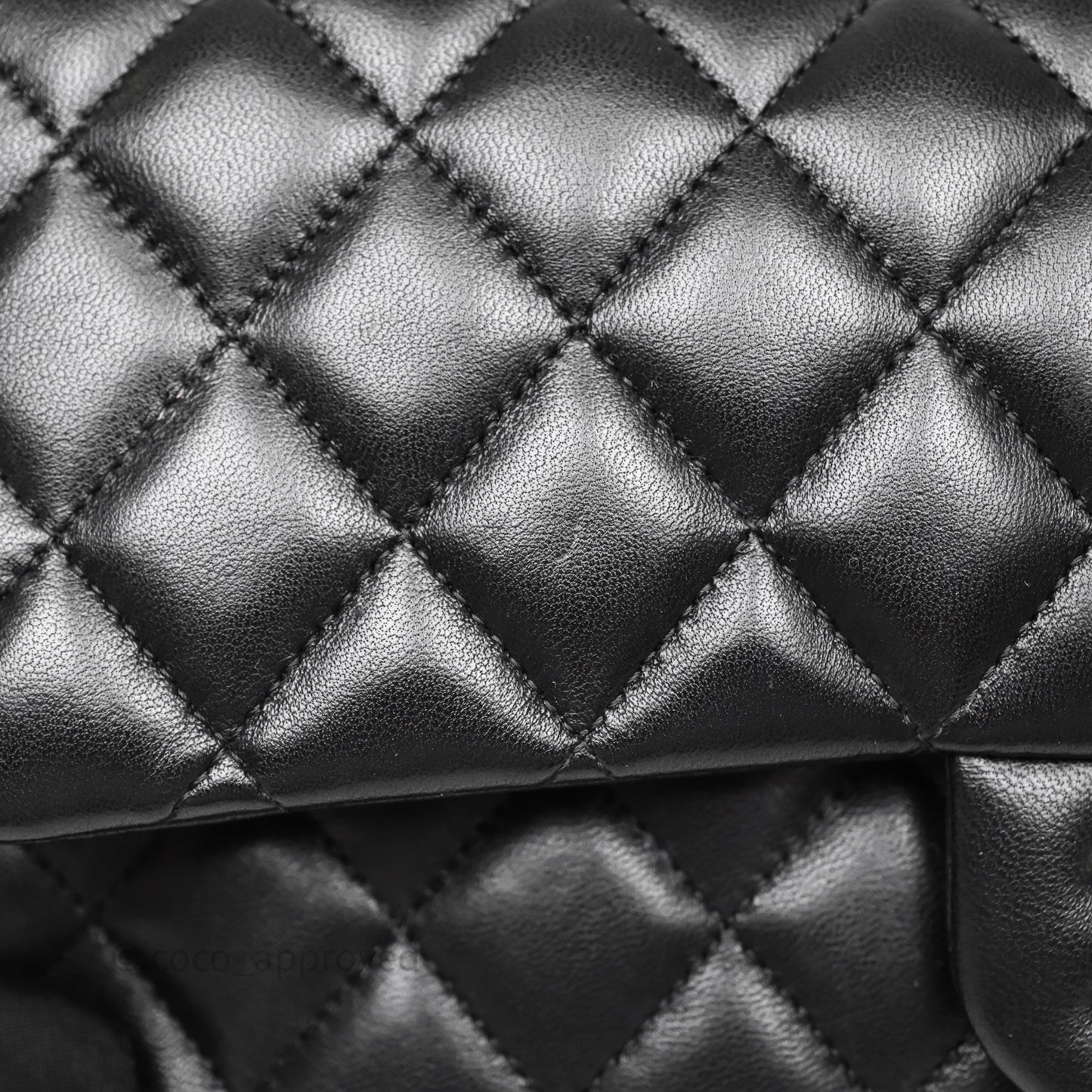 Chanel Classic M/L Medium Flap Quilted Black Lambskin Silver Hardware
