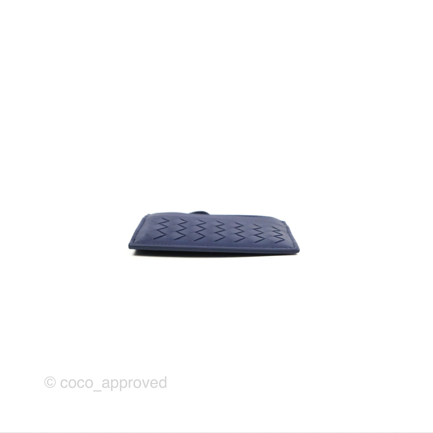 Bottega Veneta Intrecciato Zipped Card Case Blue