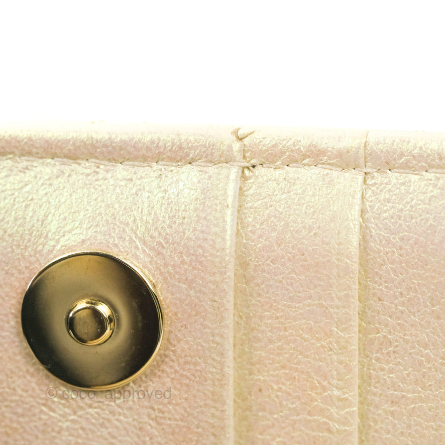 Chanel Quilted Mini Wallet on Chain WOC Iridescent Ivory Gold Hardware 20B