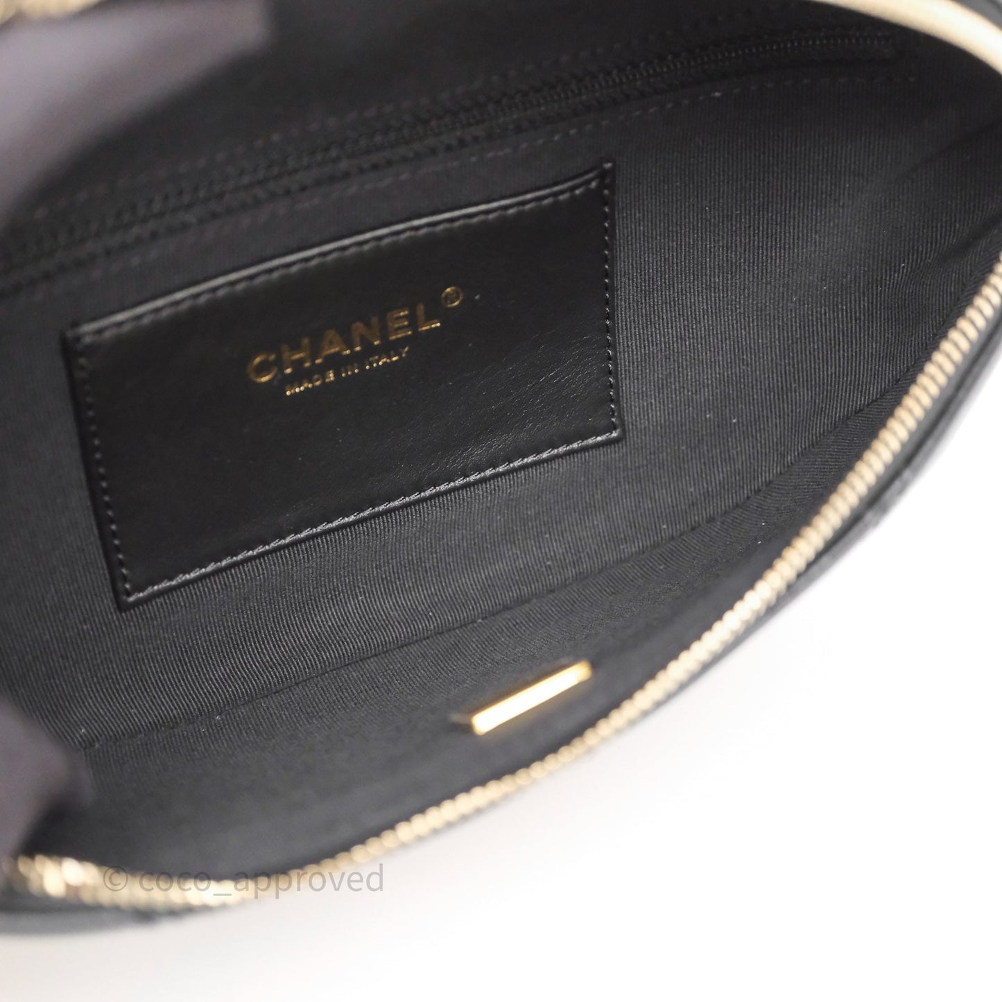 Chanel Quilted Waist Bag Lambskin Black Aged Gold Hardware