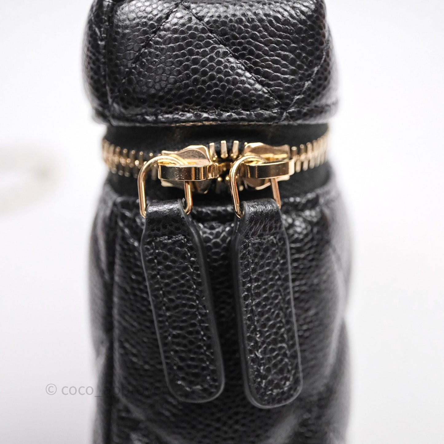 Chanel Top Handle Long Vanity with Chain Black Caviar Gold Hardware