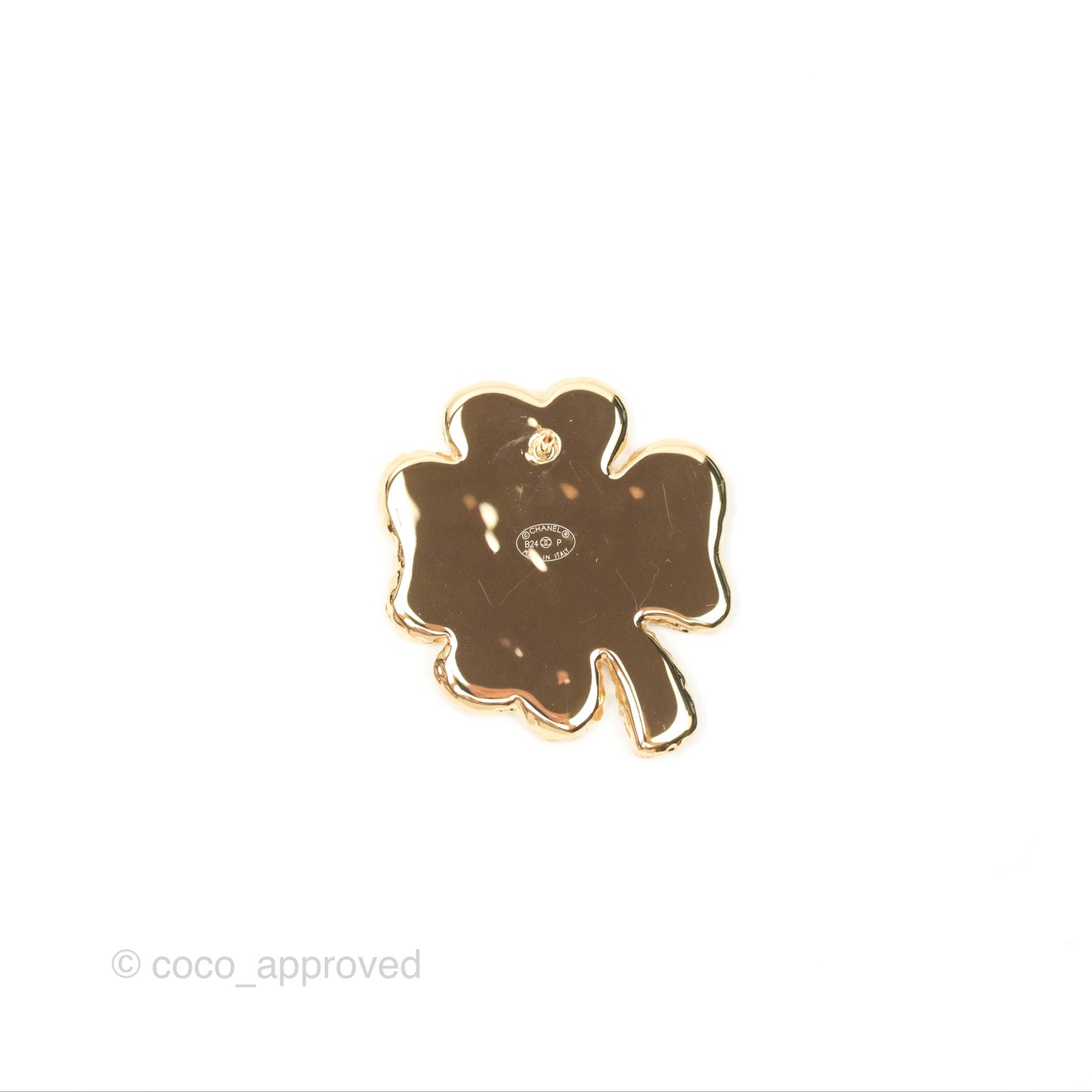 Chanel Lucky 4-Leaf Clovers Pin Brooch Gold Tone 24P