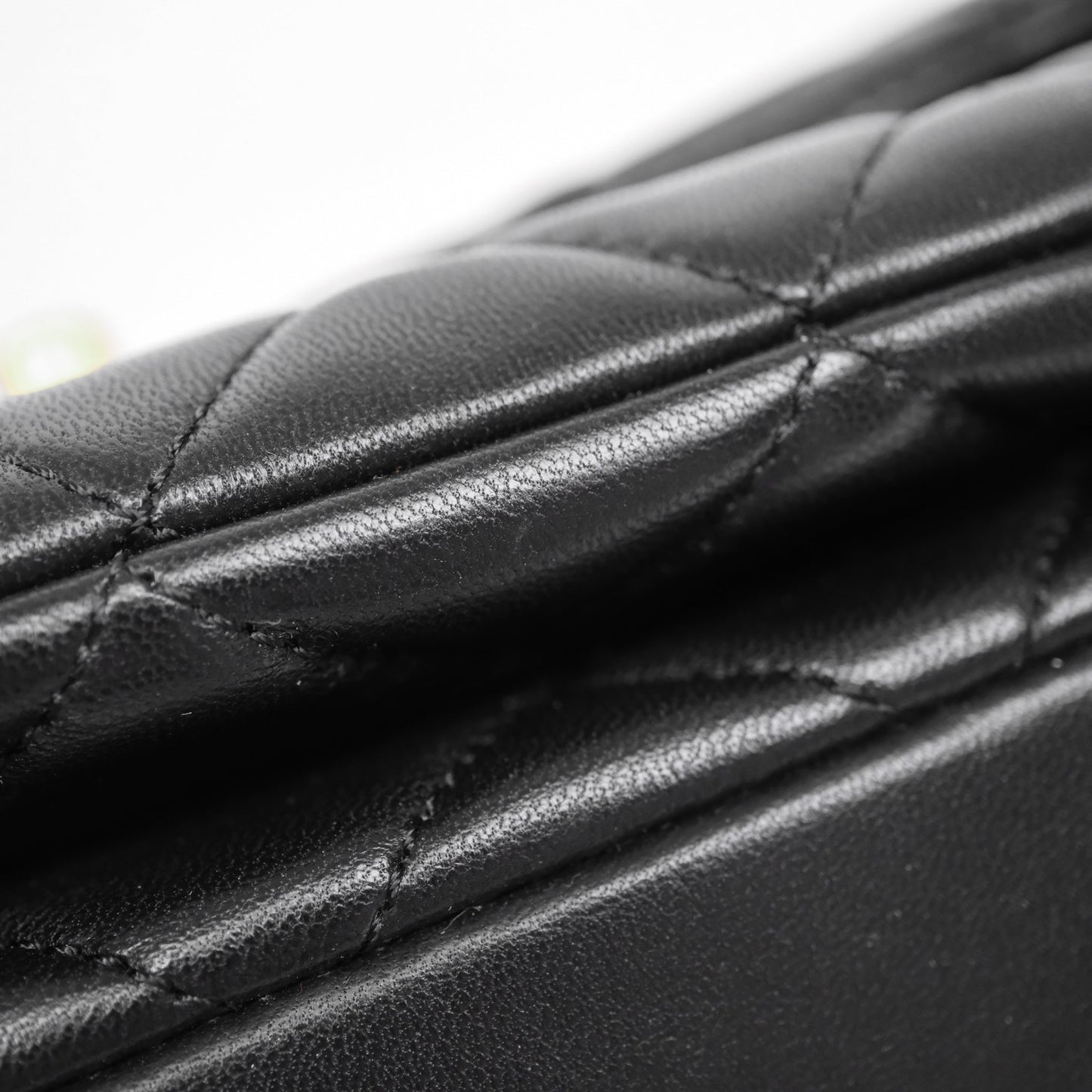 Chanel Quilted Accordion Flap Bag with Button on Chain Black Lambskin Aged Gold Hardware 22A