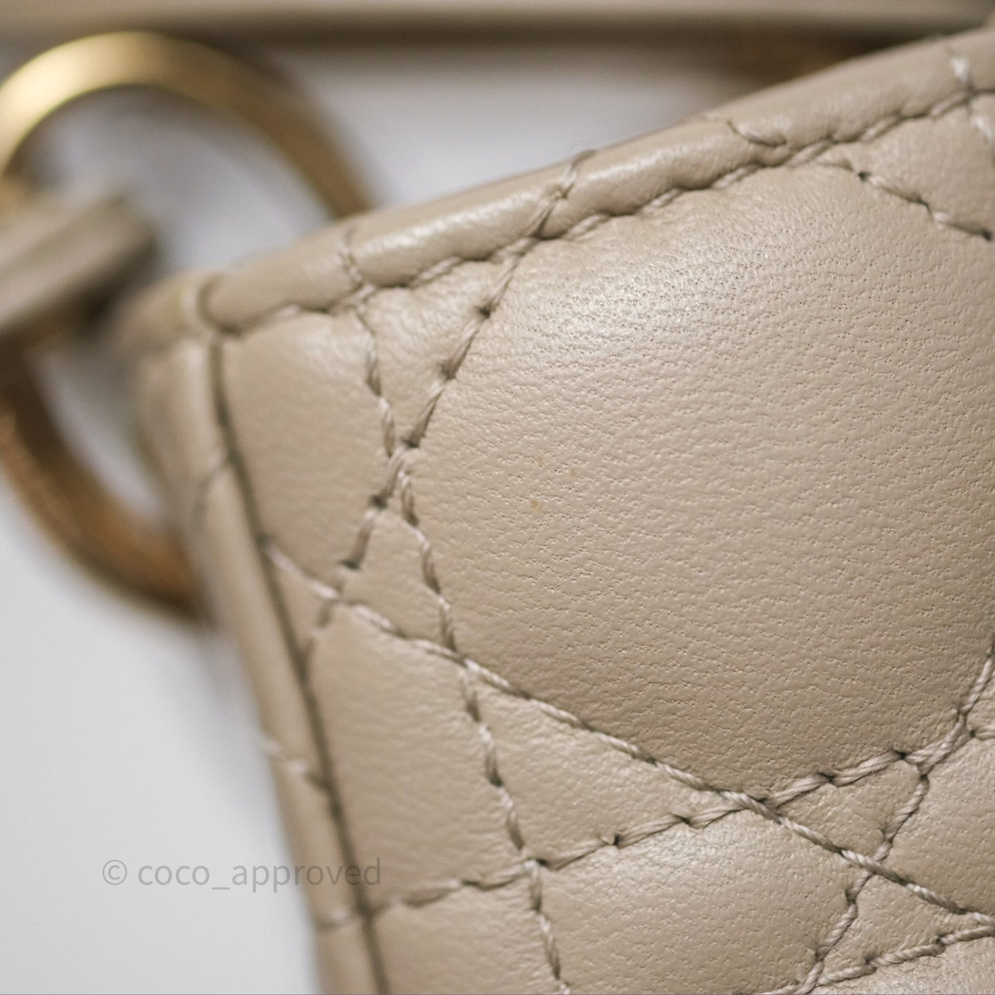 Christian Dior Micro Lady Dior Cannage Beige Lambskin Gold Hardware