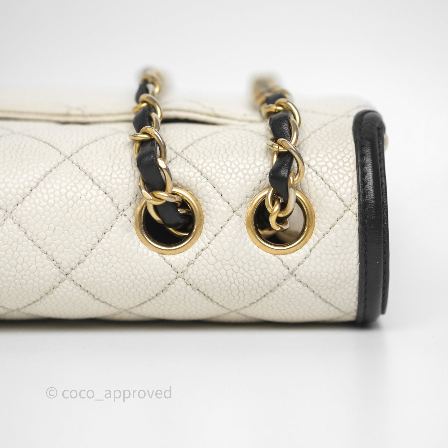 Chanel Quilted Medium CC Filigree Flap White/ Black Caviar