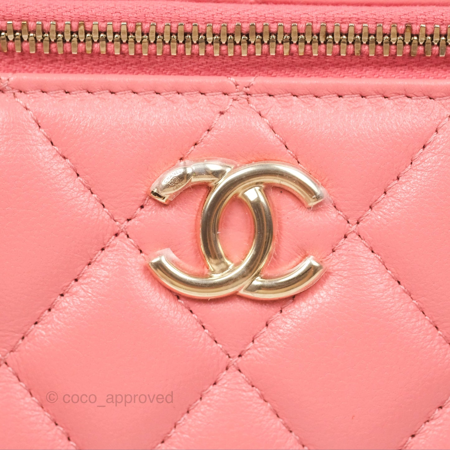 Chanel Vanity Rectangular Top Handle Pink Lambskin Gold Hardware