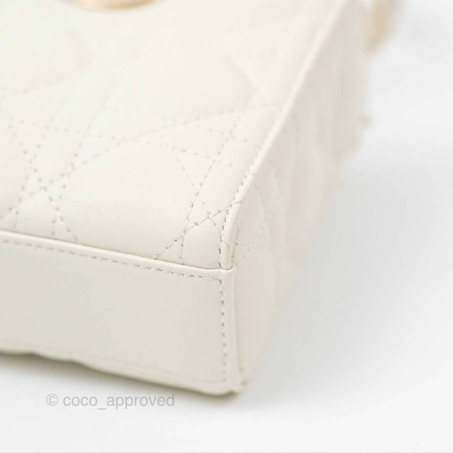 Dior Small Lady D-Joy Bag Ivory White Lambskin Cannage Gold Hardware