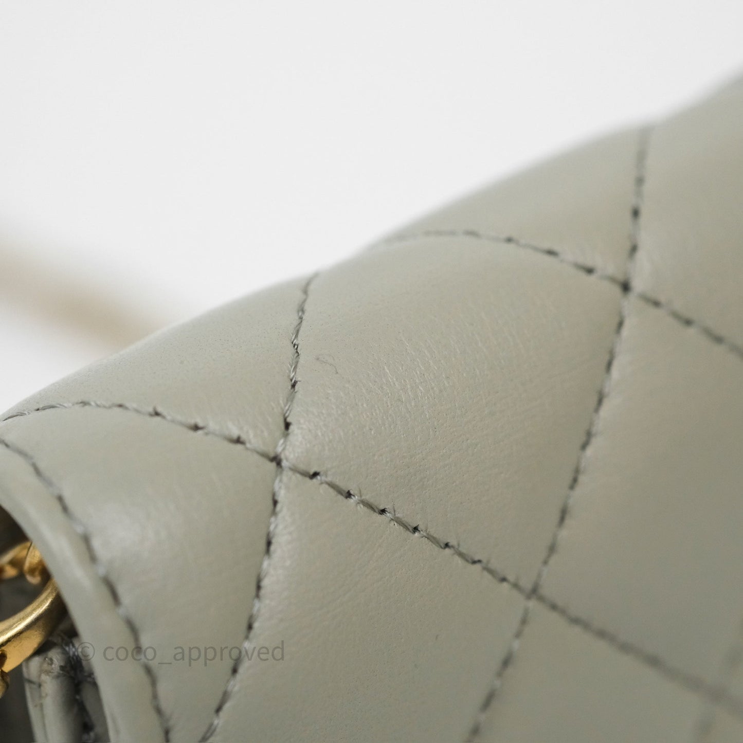 Chanel Pearl Crush Mini Clutch Belt Bag Grey Lambskin Aged Gold Hardware