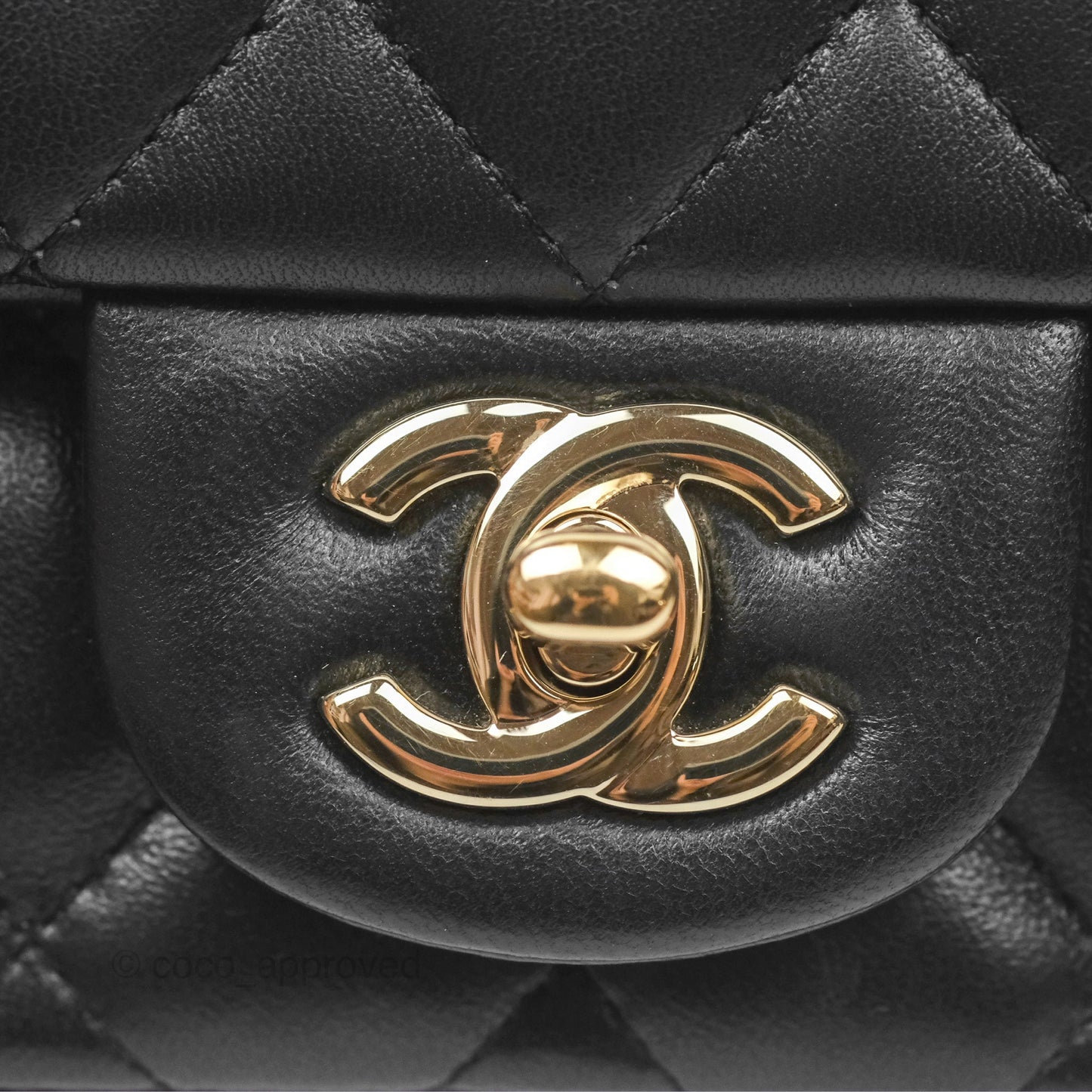 Chanel Mini Square Quilted Black Lambskin Gold Hardware
