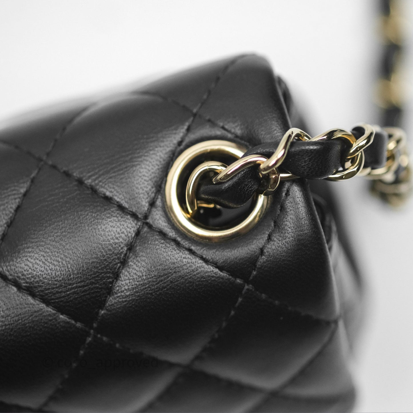 Chanel Mini Square Flap Quilted Black Lambskin Gold Hardware