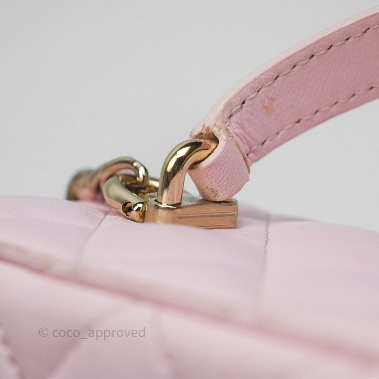 Chanel Vanity Rectangular Top Handle Light Pink Lambskin Gold Hardware