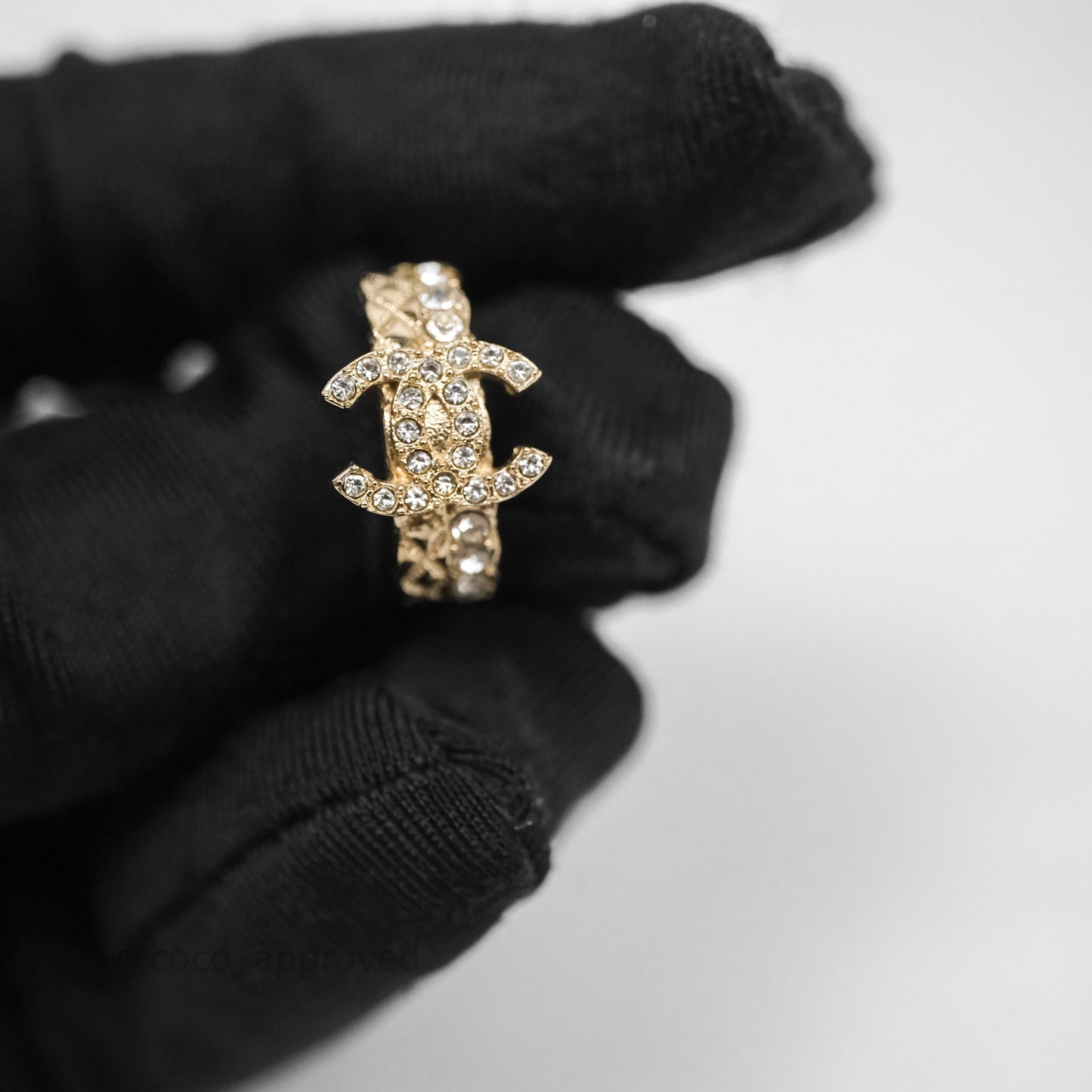 Chanel CC Double Row Hoop Crystals Earrings Gold Tone 22S
