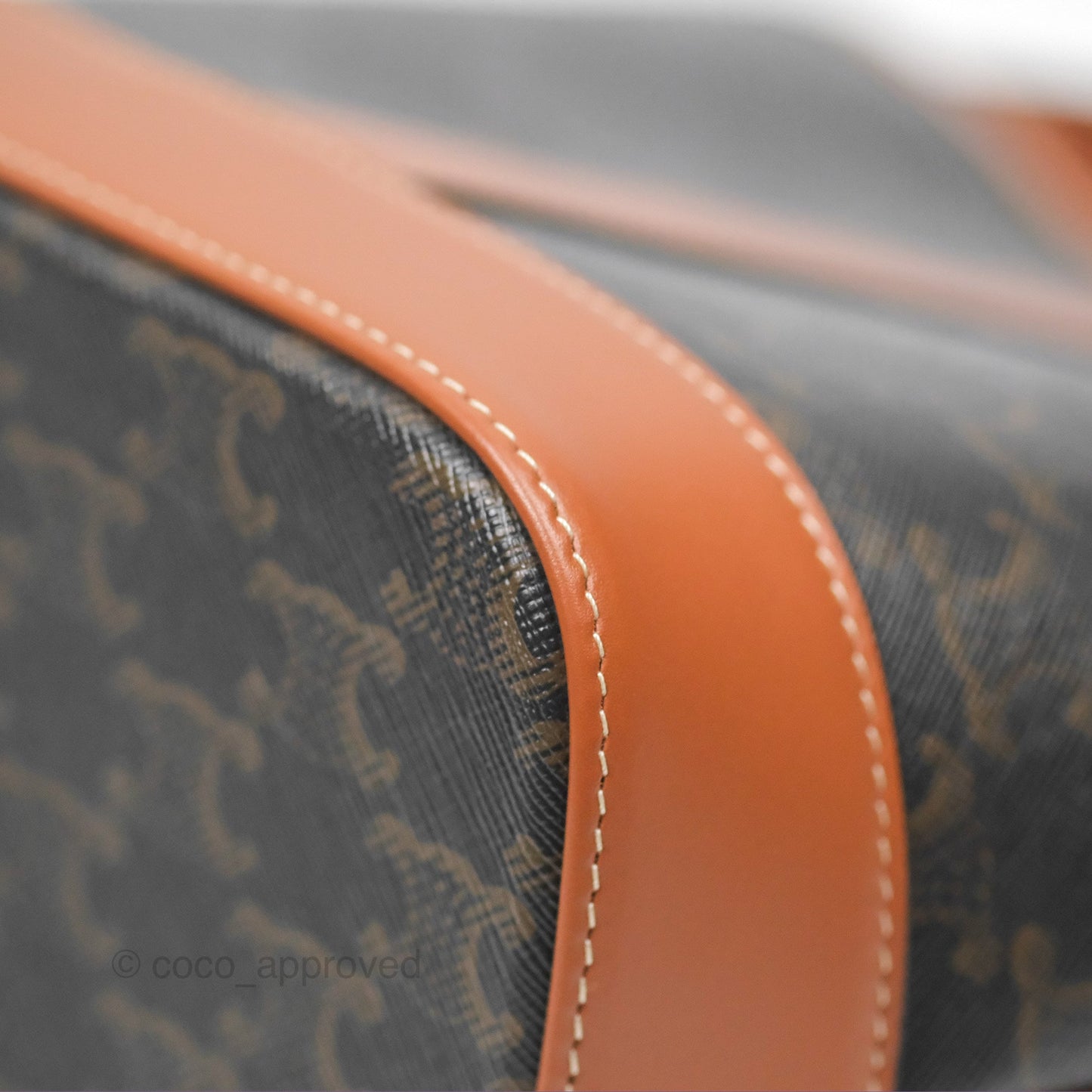 Celine Small Bucket Triomphe Canvas Tan Calfskin