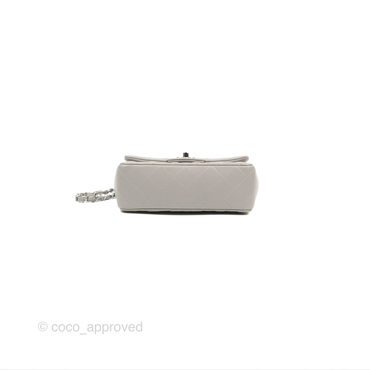 Chanel Quilted Mini Rectangular Grey Lambskin Silver Hardware