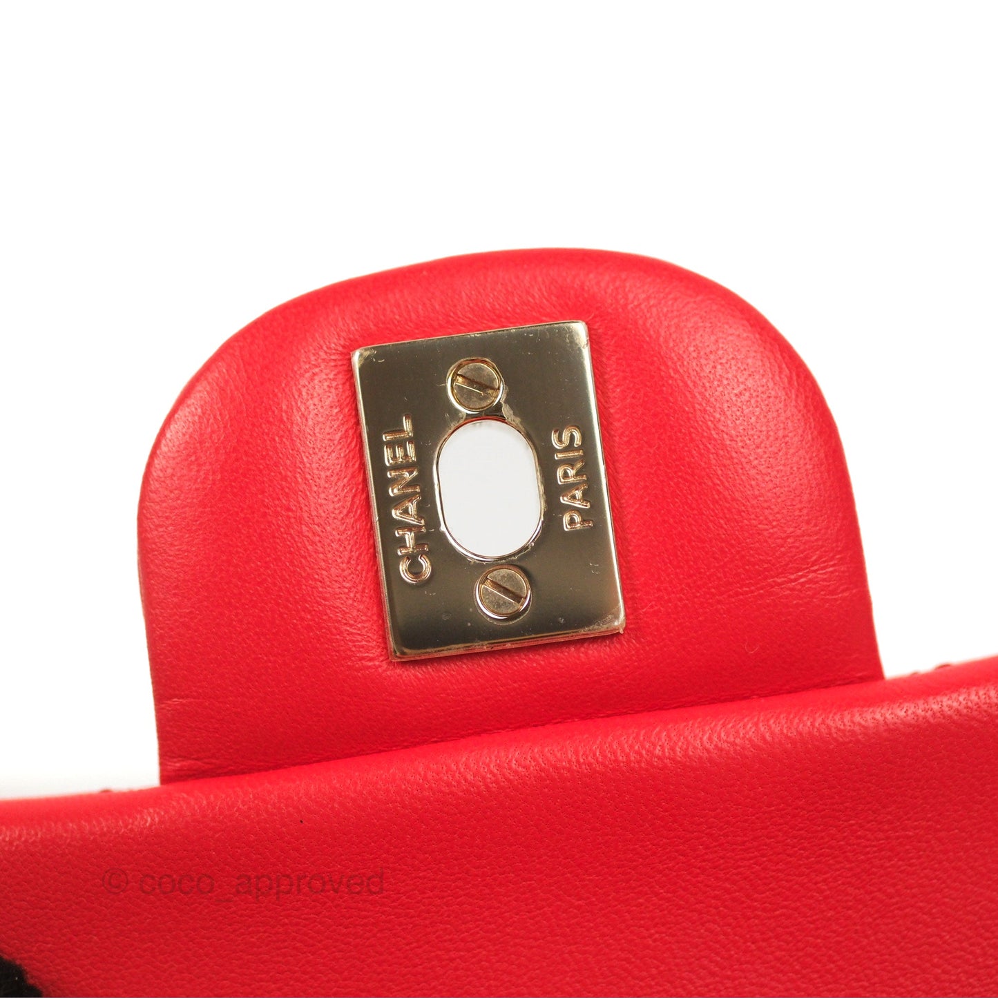 Chanel Quilted Mini Rectangular Flap Red Lambskin Gold Hardware