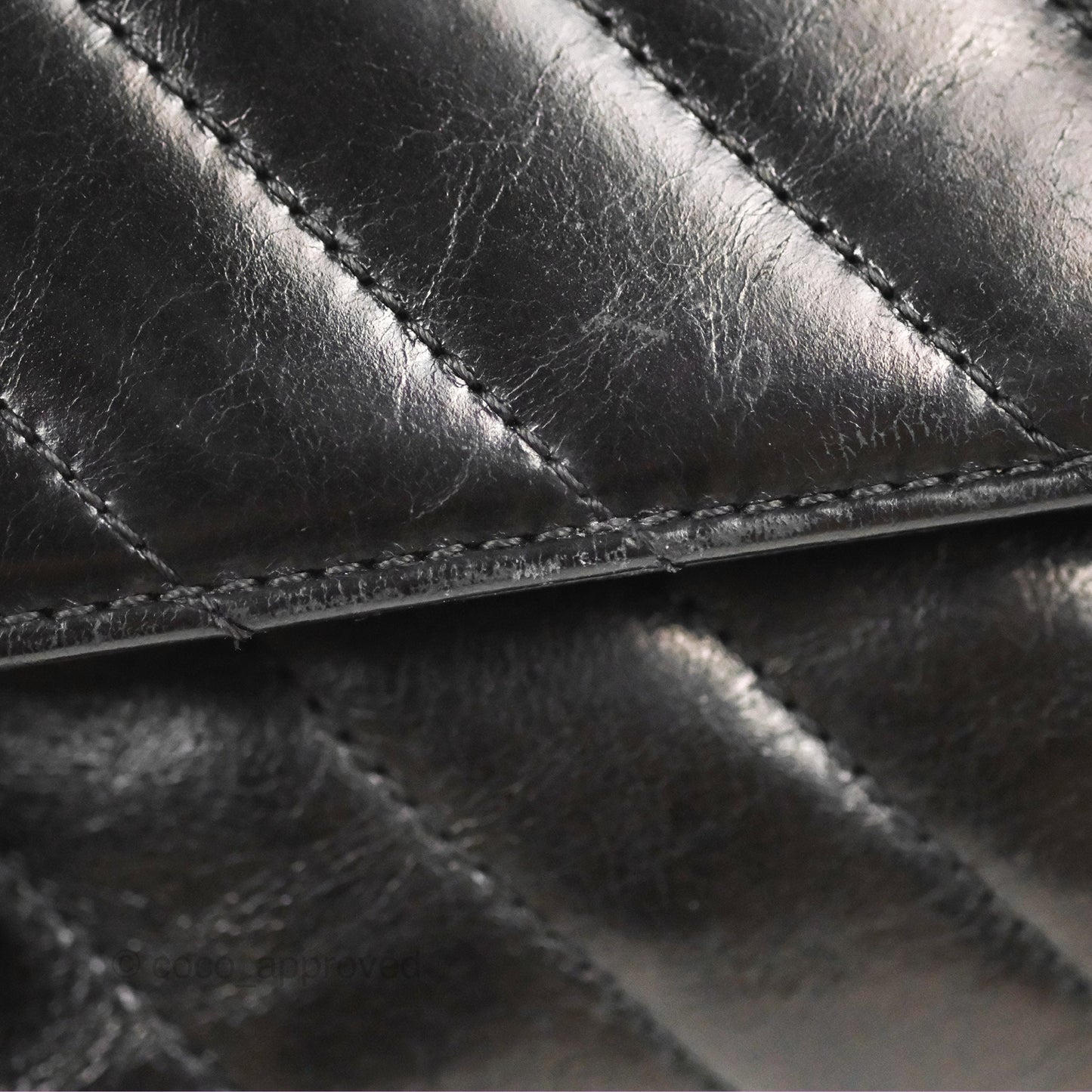 Chanel Chevron Small Coco Handle Black Shiny Aged Calfskin Aged Gold Hardware’s