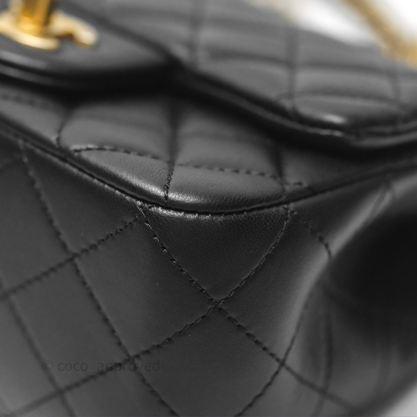 Chanel Pearl Crush Mini Square Quilted Black Lambskin Aged Gold Hardware