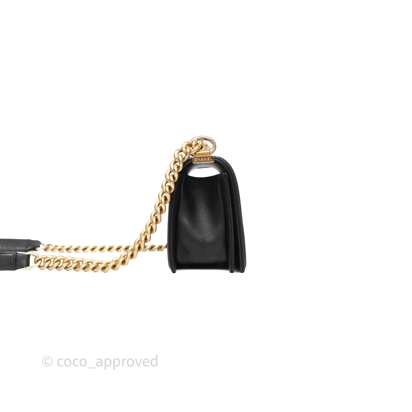 Chanel Small Boy Black Lambskin Aged Gold Hardware