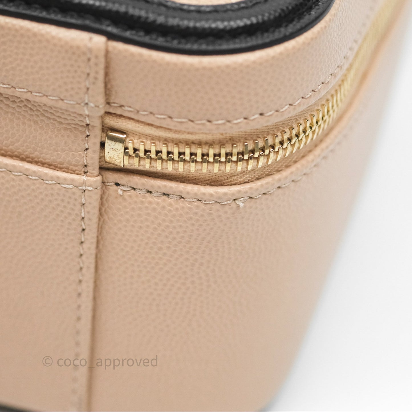 Chanel Quilted Large CC Filigree Vanity Case Beige Black Caviar