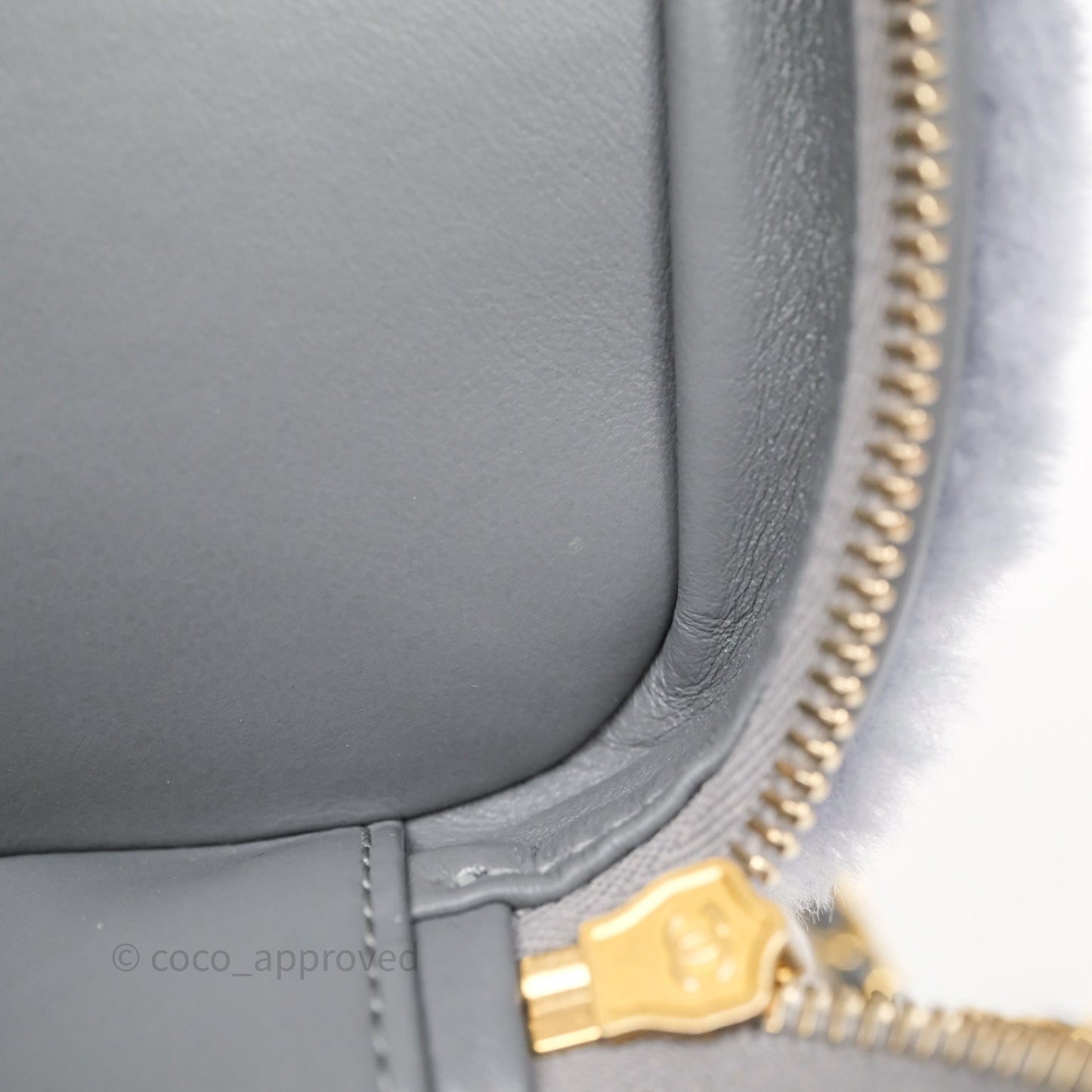 Chanel Vanity Case Grey Shearling Lambskin Gold Hardware 22A