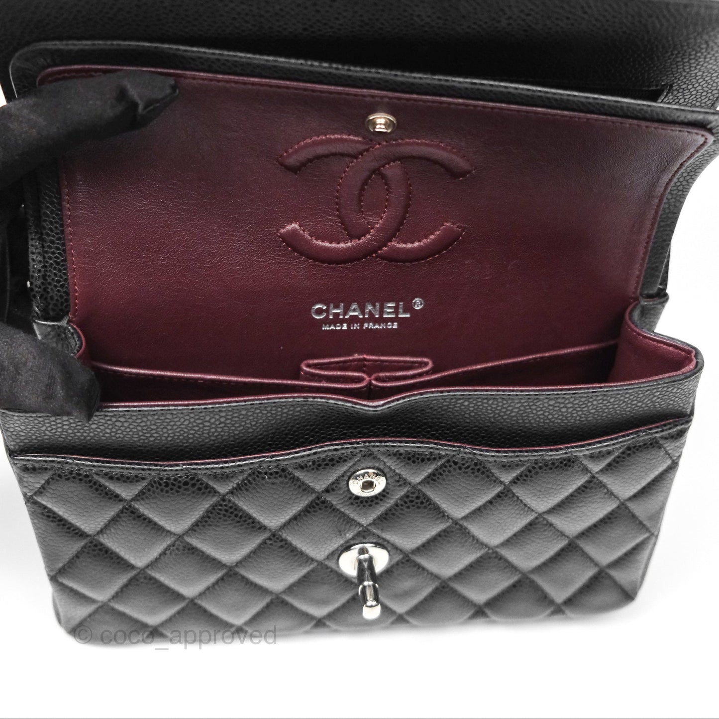 Chanel Small Classic Flap Quilted Black Caviar Silver Hardware