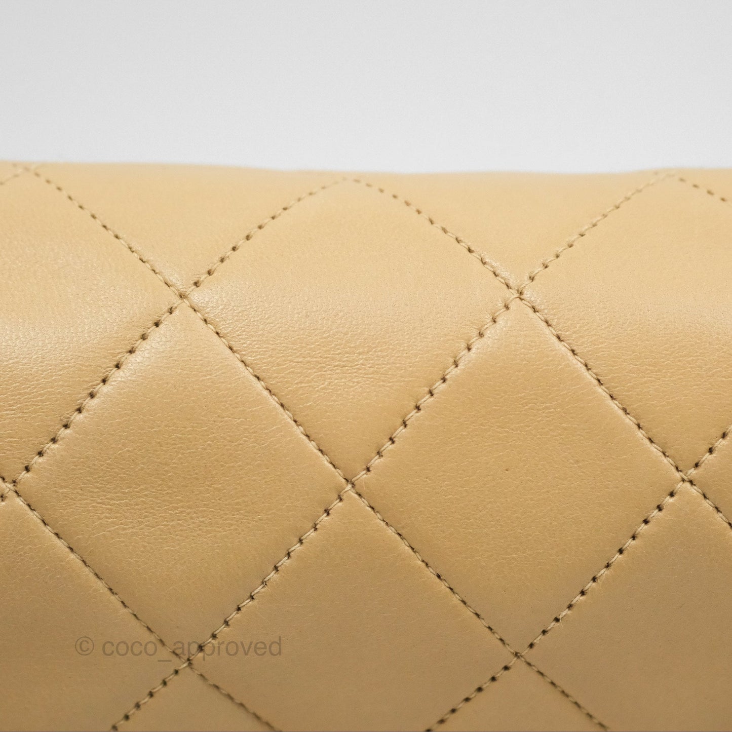 Chanel Vintage Flap Bag Beige Lambskin Gold Hardware