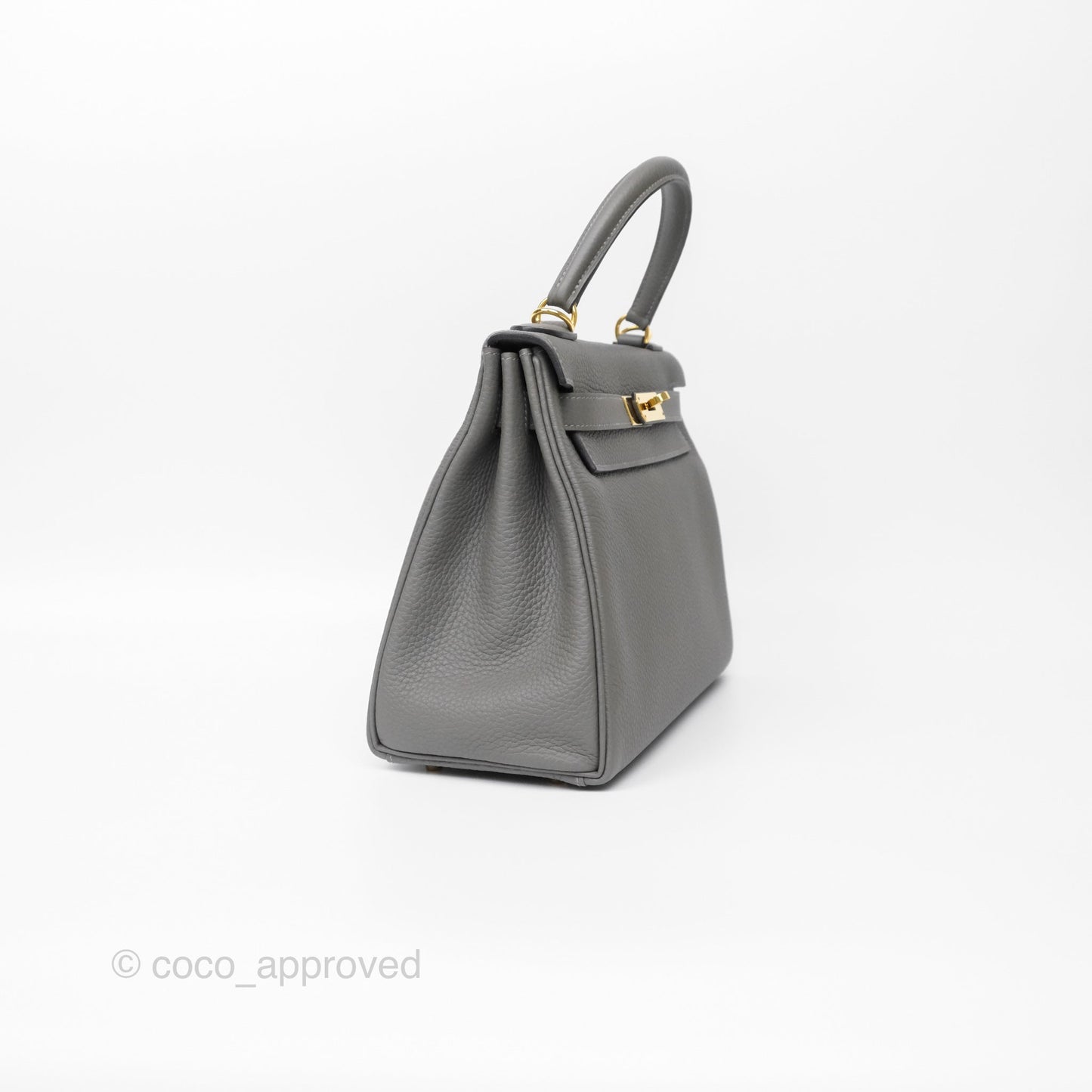 Hermès Kelly 28 Retourne Gris Meyer 0L Clemence Gold Hardware