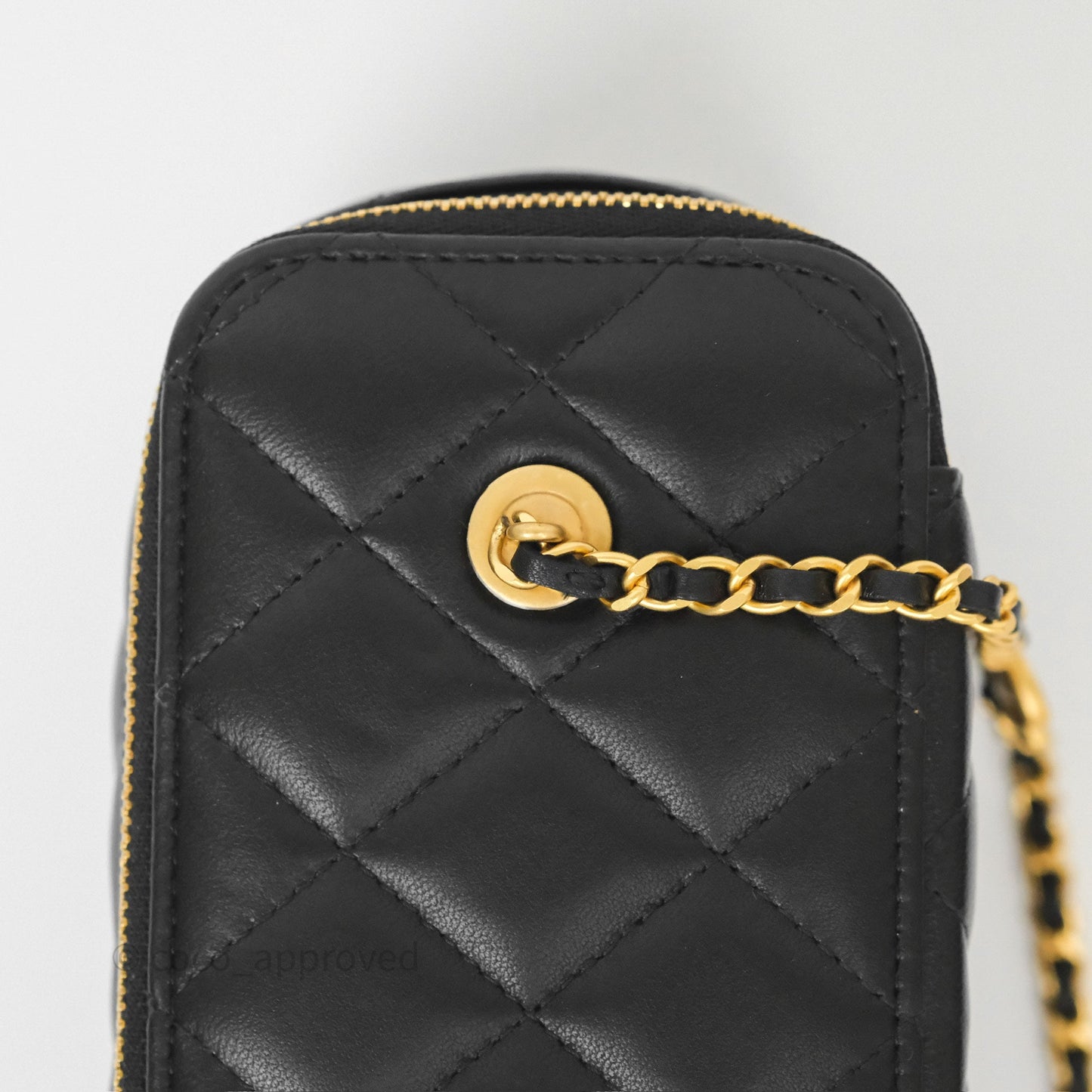 Chanel Vanity with COCO Heart Chain Black Lambskin Aged Gold Hardware