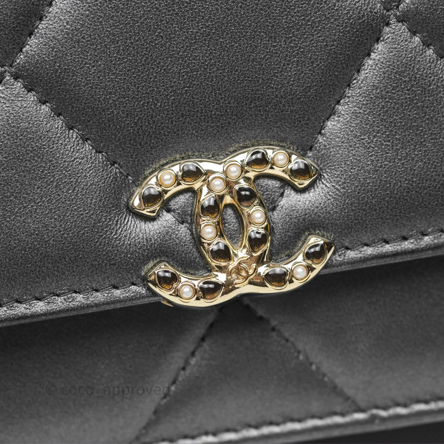 Chanel Wallet On Chain WOC Iridescent Dark Grey Lambskin Gold Hardware