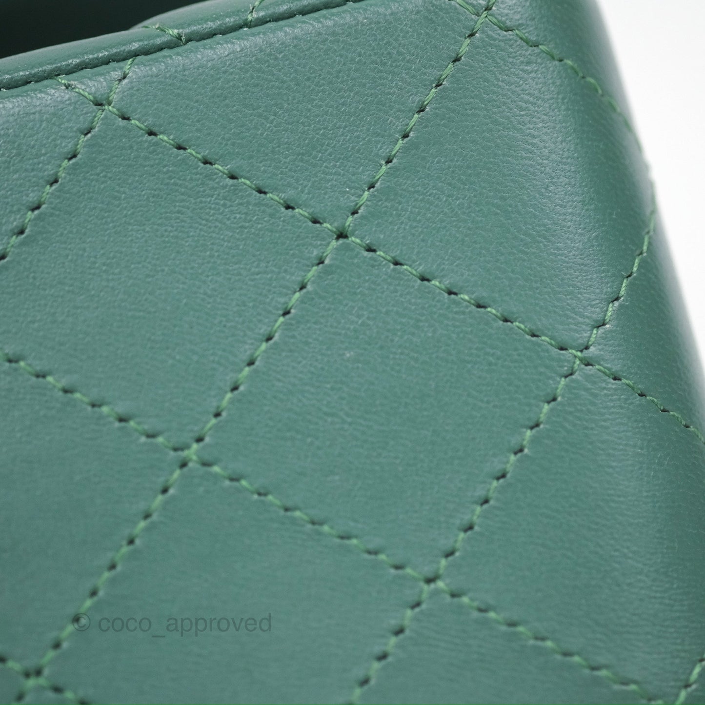 Chanel Mini Square Quilted Green Lambskin Silver Hardware