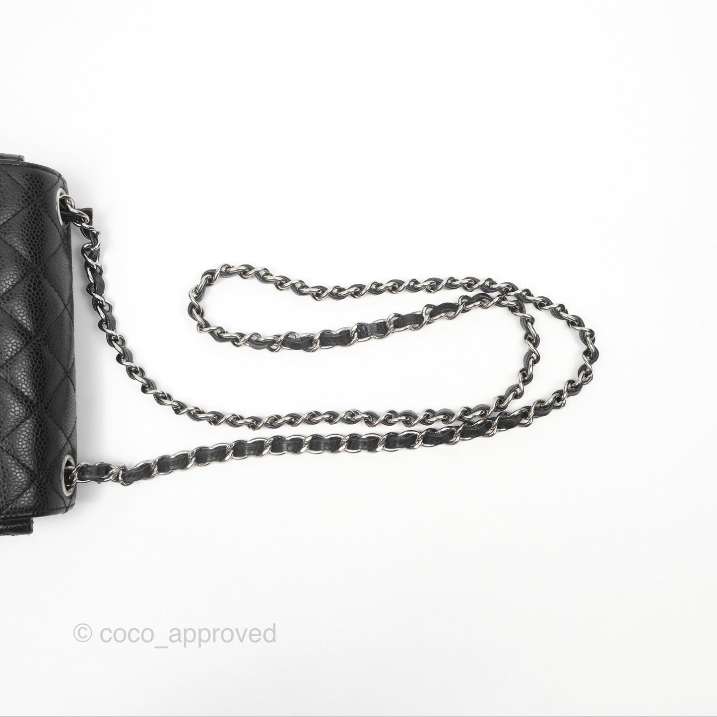 Chanel Mini Square Flap Quilted Black Caviar Silver Hardware