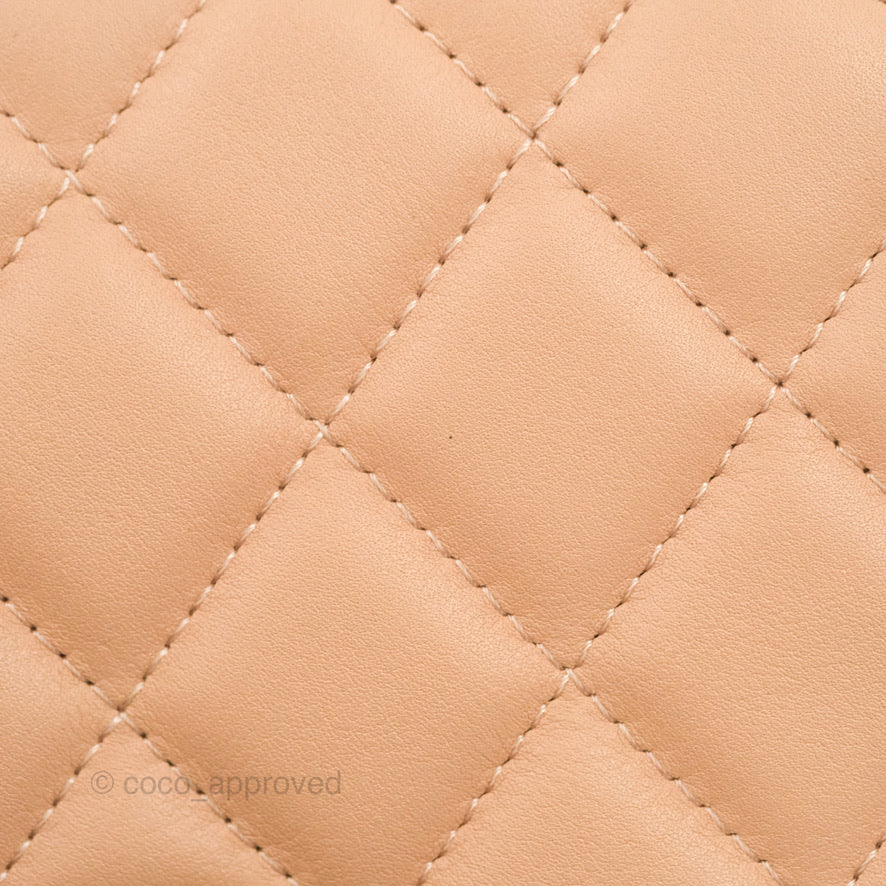 Chanel Clutch with Chain Beige Pink Calfskin Aged Gold Hardware